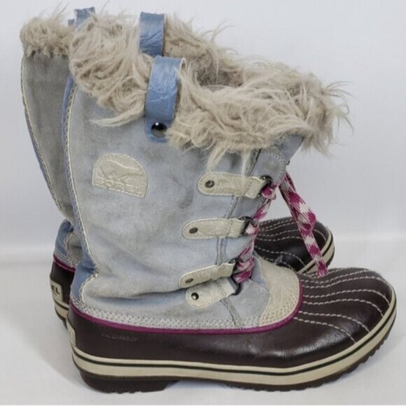 Sorel Joan of Arctic Blue Leather Waterproof Snow Winter Boots Size 7 Wo… - Picture 6 of 15